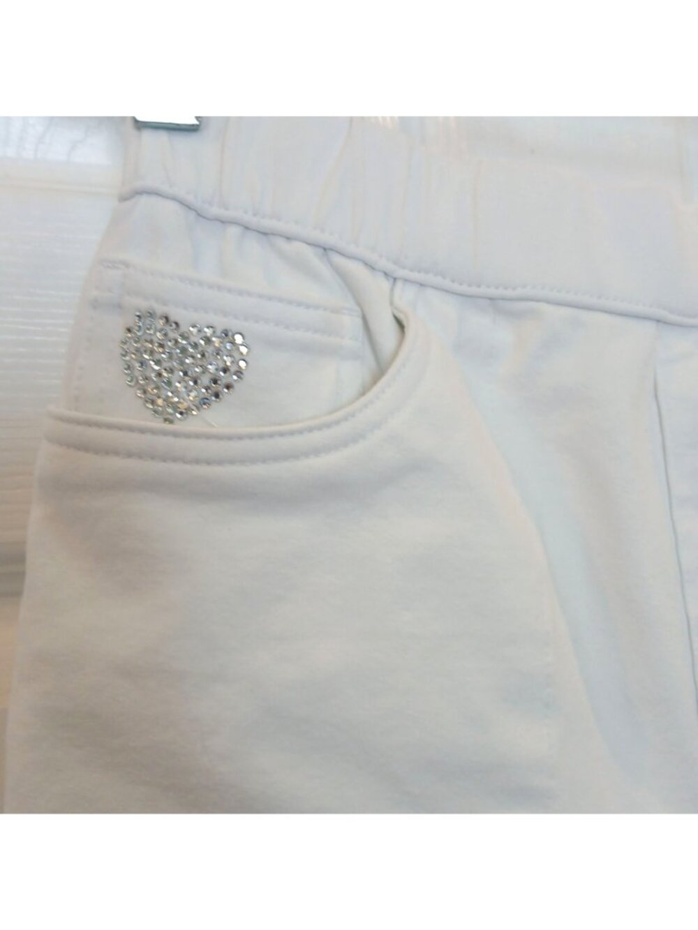Dream Jeannes By Quacker Factory Capri Pants XXS White Pull-On Rhinestone #I-6 - Picture 7 of 10